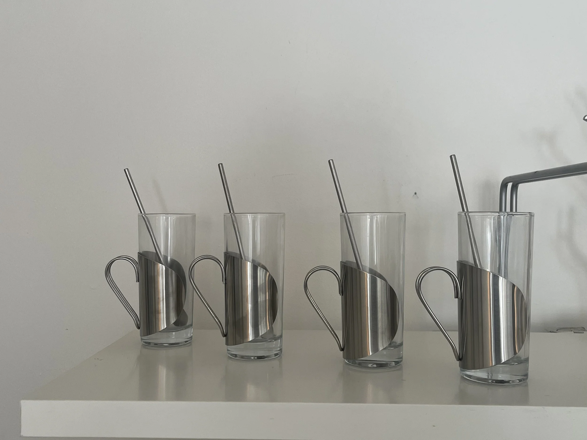 Glass and Stainless Steel Cups - Set of 4