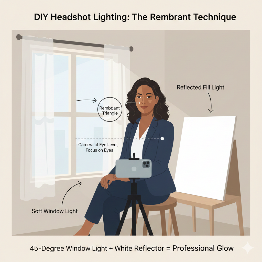 Rembrandt Lighting Diagram for DIY Headshots