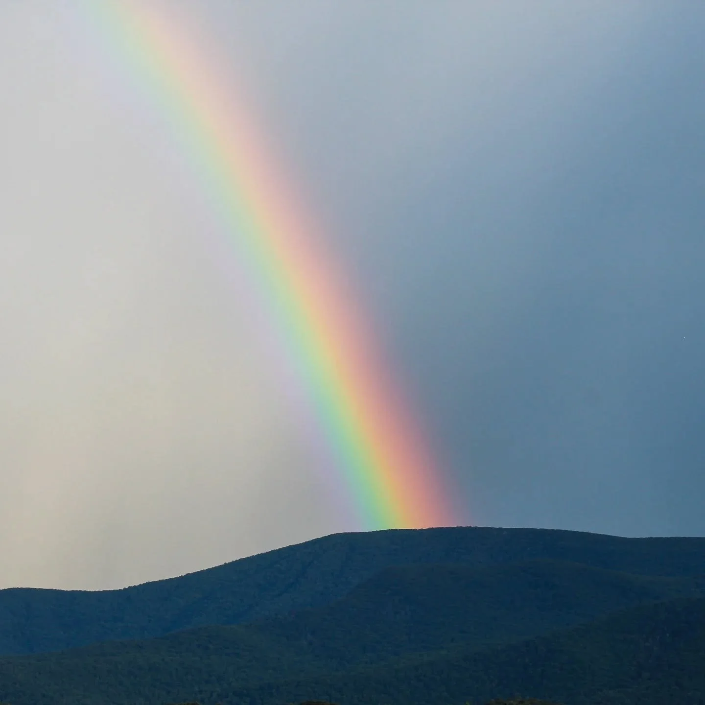 Rainbow over the ridge.