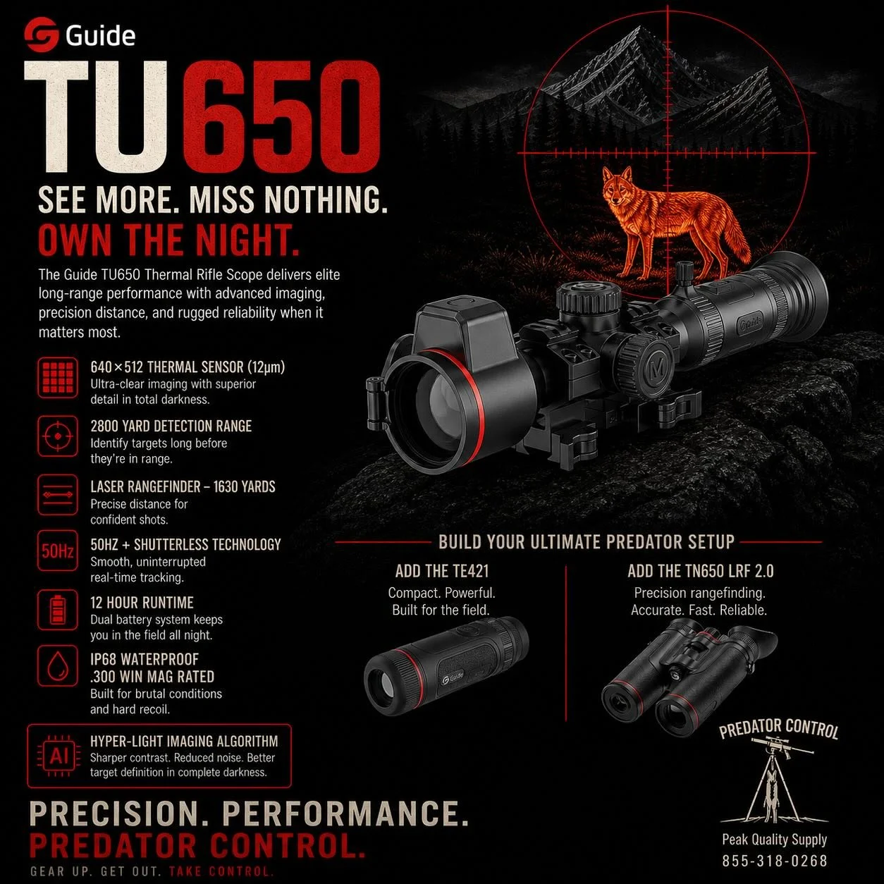 🔥 OWN THE NIGHT. 🔥

Serious predator hunters know&hellip;
If you can&rsquo;t see it &mdash; you can&rsquo;t kill it.

The Guide TU650 changes everything.

✔️ 640&times;512 thermal clarity
✔️ 2800 yard detection
✔️ Built-in rangefinder (1630 yds)
✔️