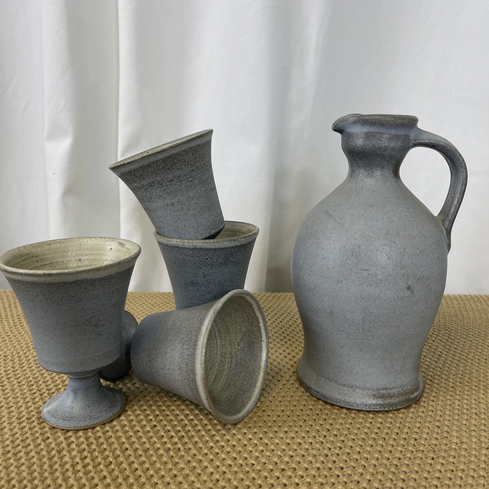 Vintage water goblets and ceramic water jug