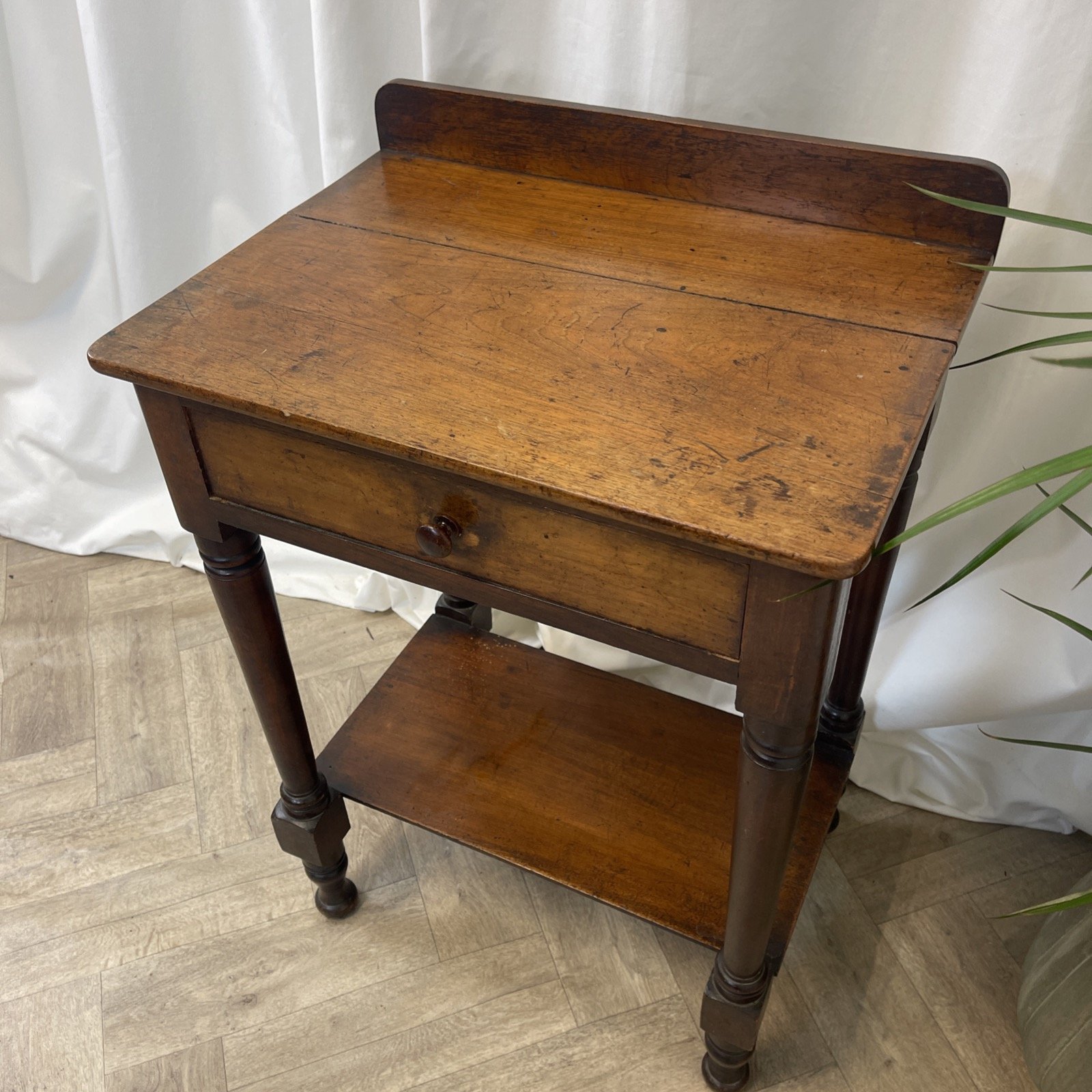Antique victorian wooden side table wash bowl stand