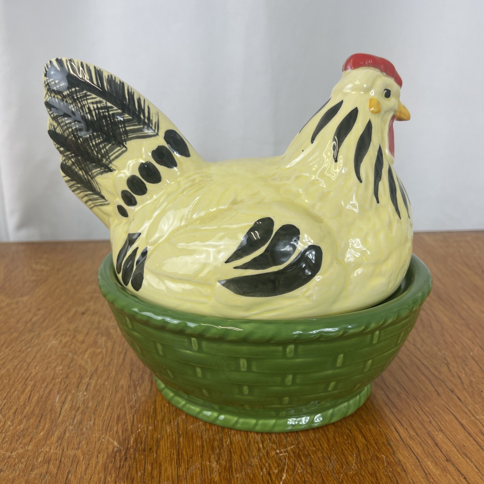 German ceramic egg basket chicken