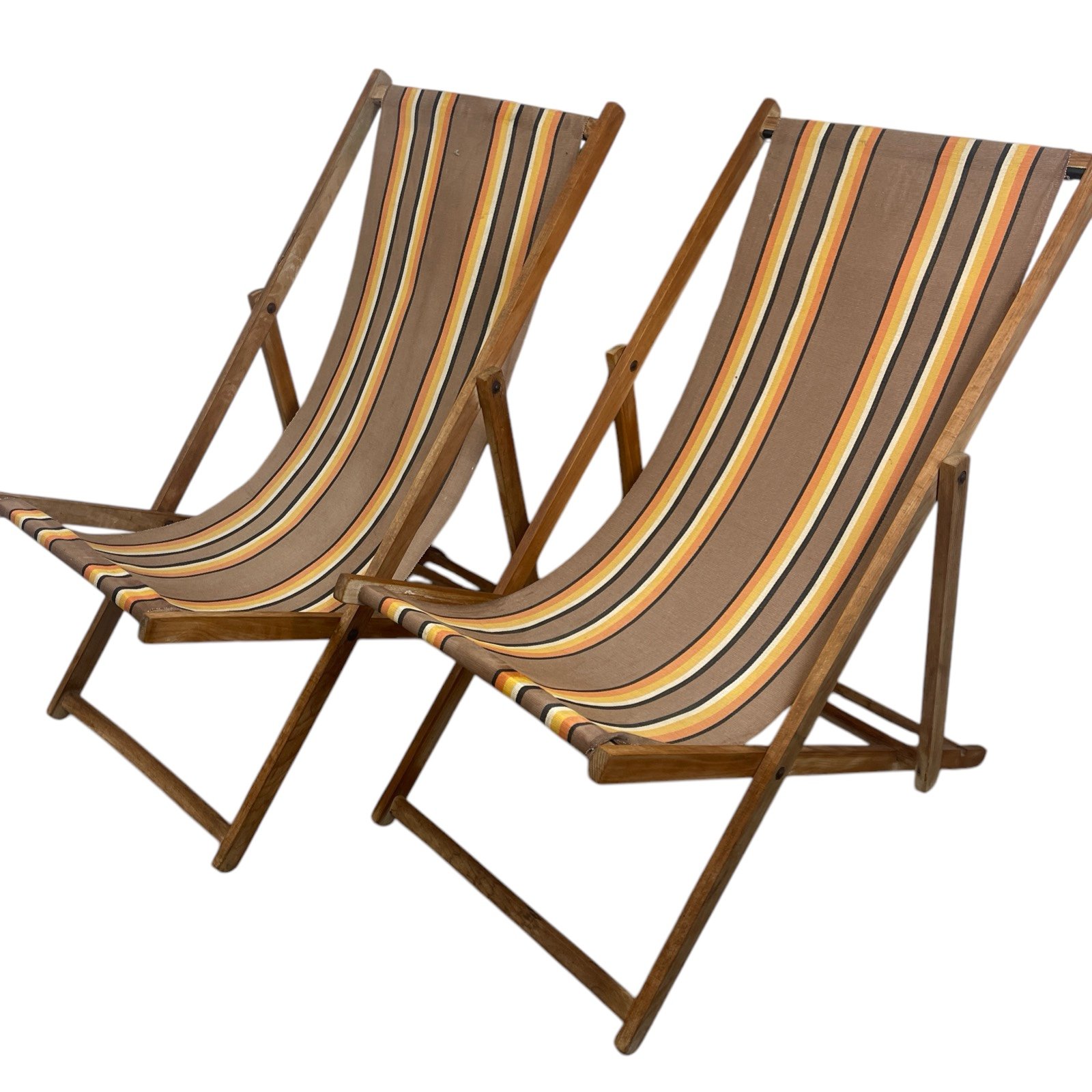 Vintage set of deck chairs, garden furniture