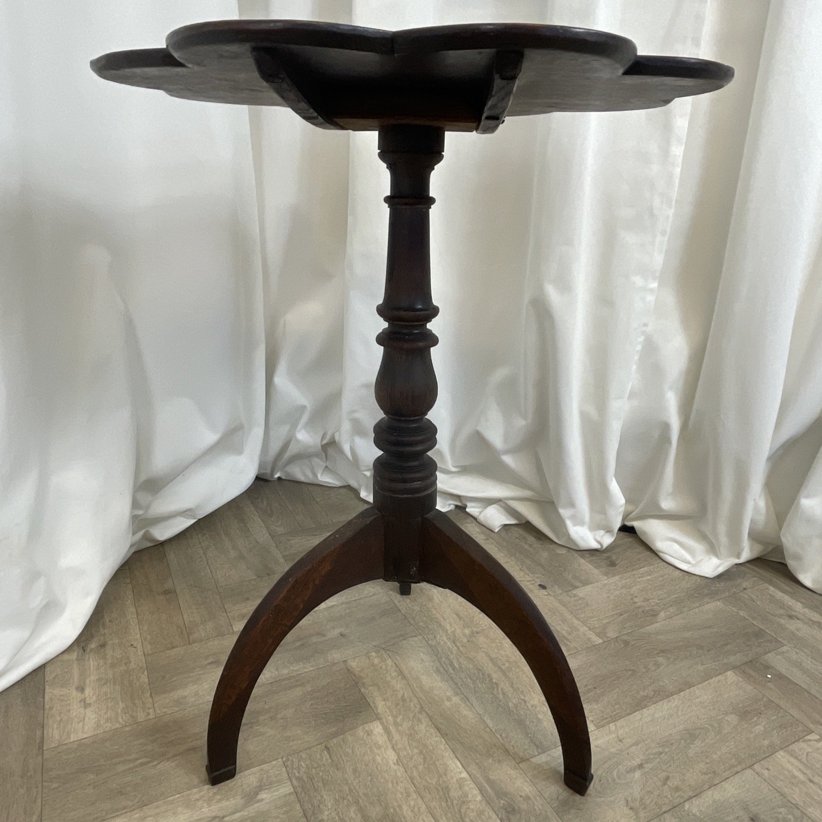 scalloped edge vintage wooden side table