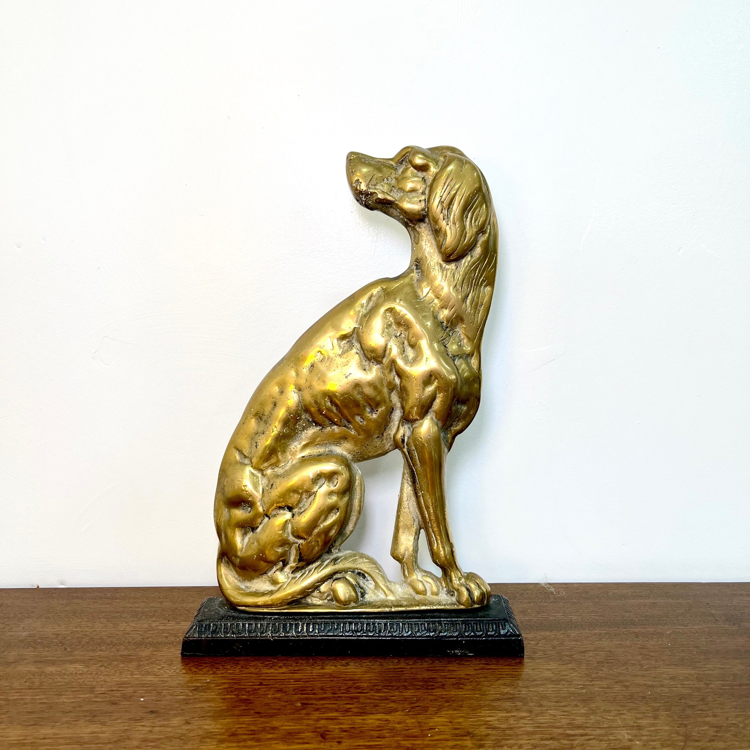 Victorian brass dog door stop