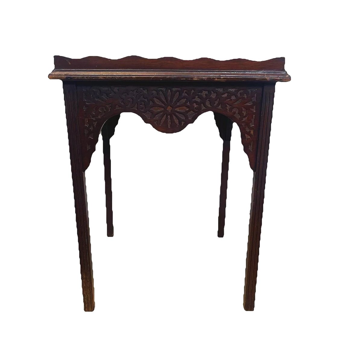 Antique wooden side table mahogany carved wood