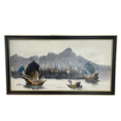 Oil Painting Junk Boats by Lavin