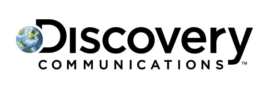 Discovery Communications logo with the Earth as the letter 'D' in 'Discovery' and the word 'Communications' in black text beneath.