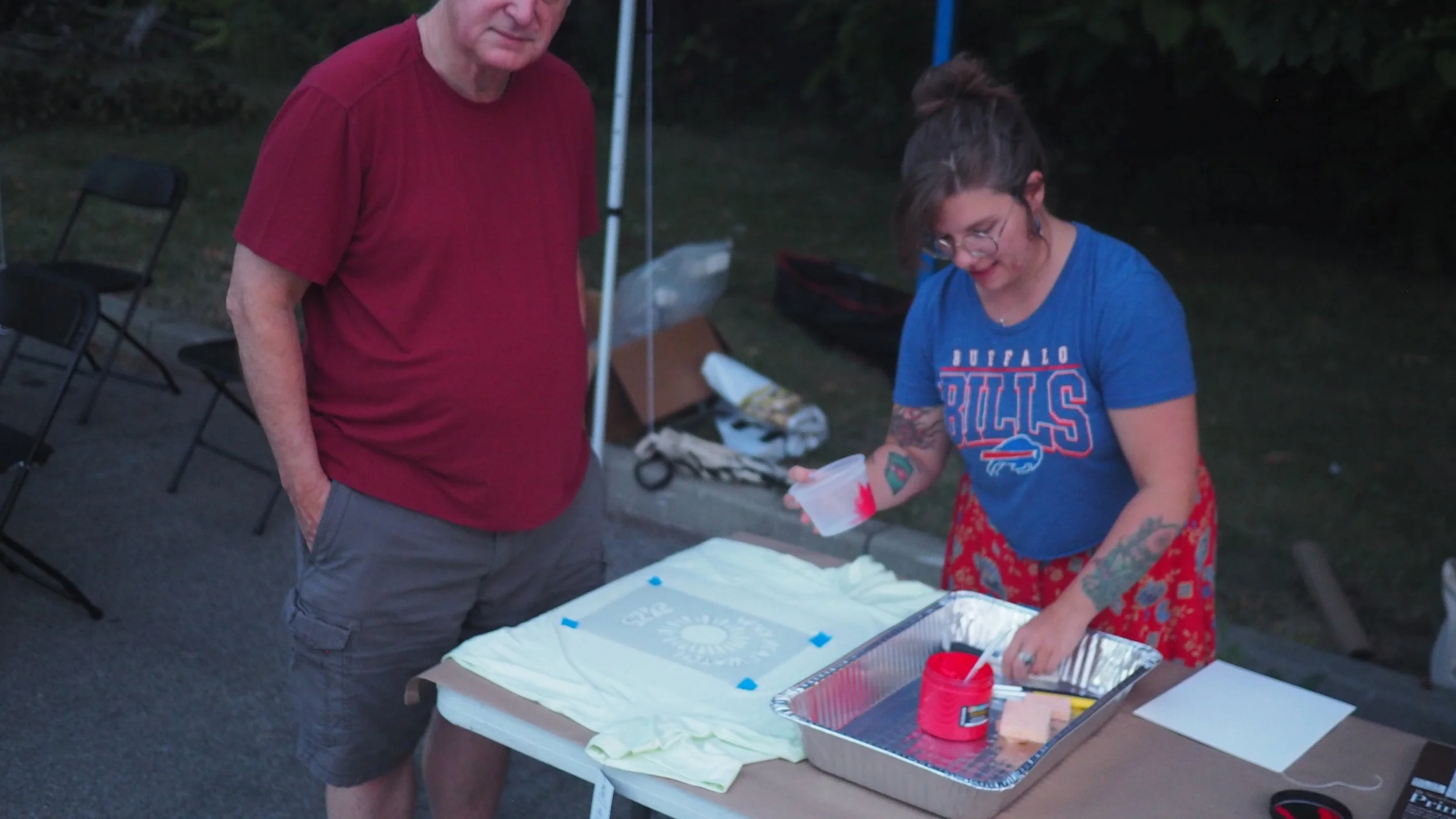 Hillary Bialecki leading screen printing t-shirts for the volunteers. Photo taken by Ruby Wilson. (4).JPG