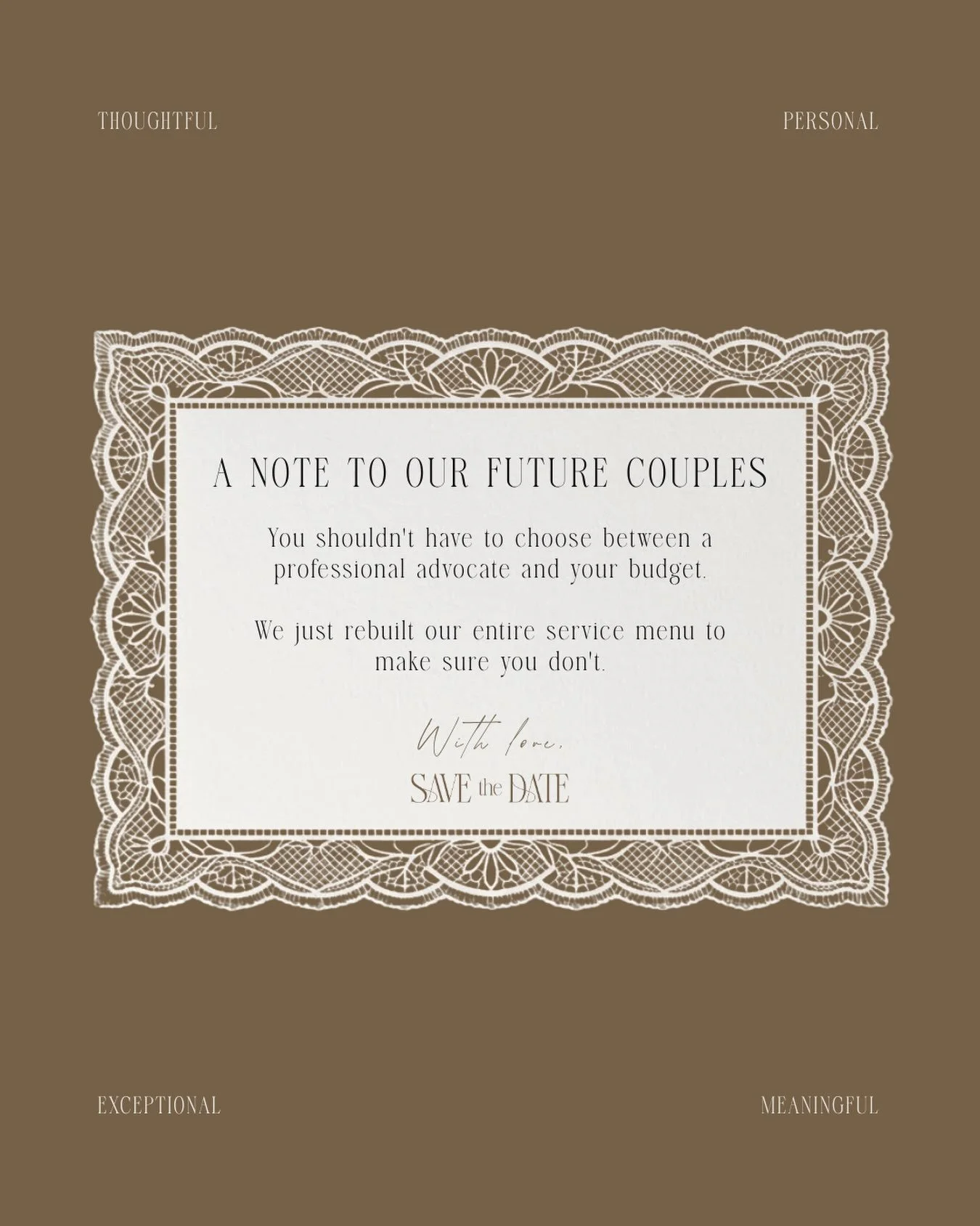 Planning a wedding shouldn&rsquo;t feel like you&rsquo;re constantly compromising on your peace of mind. We&rsquo;ve spent months listening to what couples actually need and the message was clear: you want high-level expertise without feeling like yo