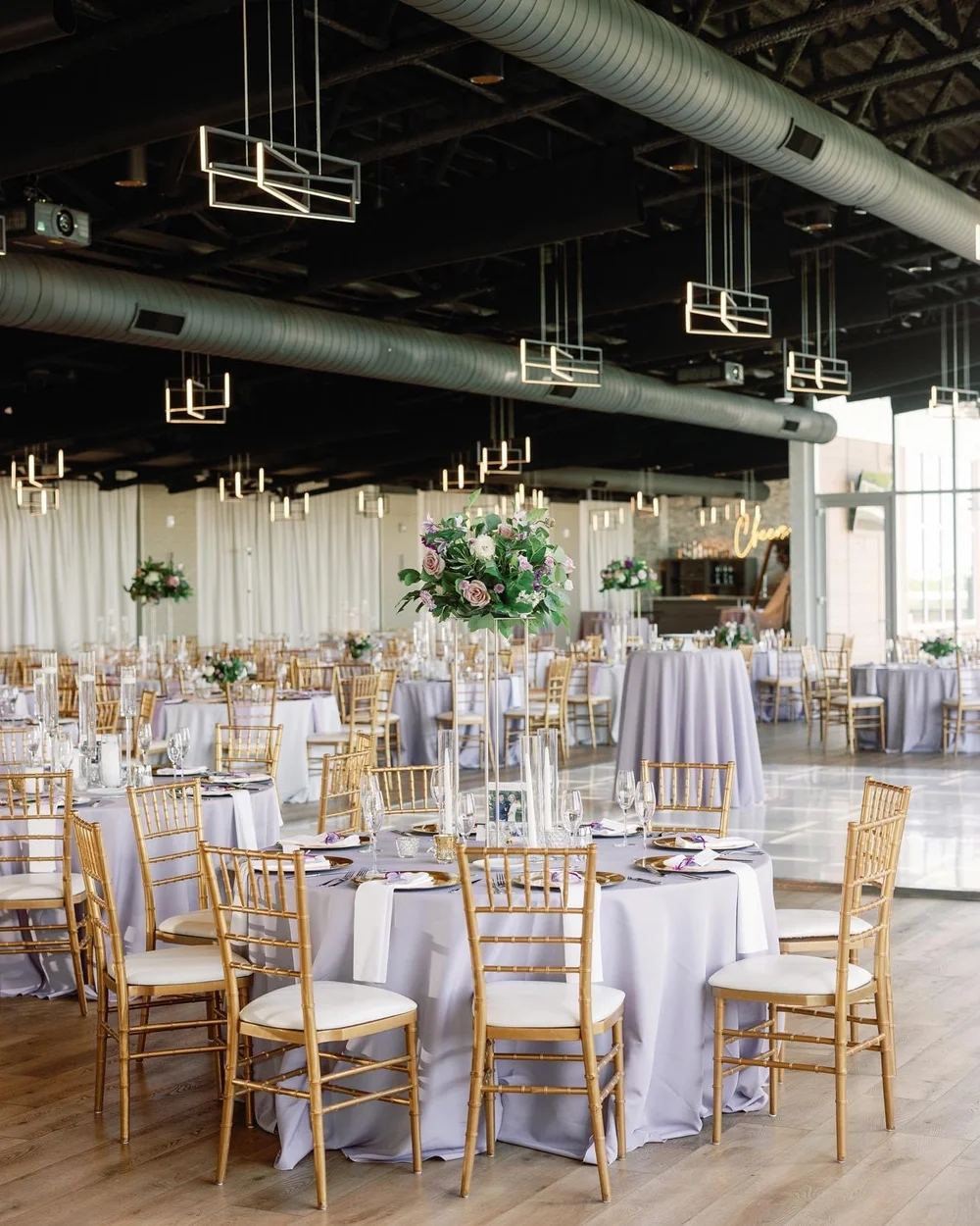 Reception centerpieces at The Heights in Iowa City