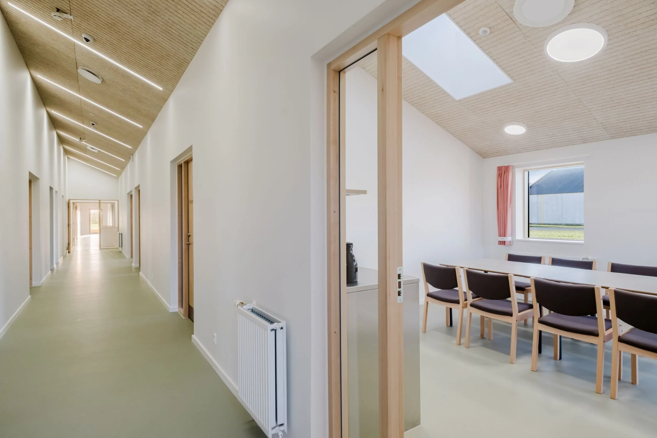 Interior view of a staff corridor at Sønder Omme Prison