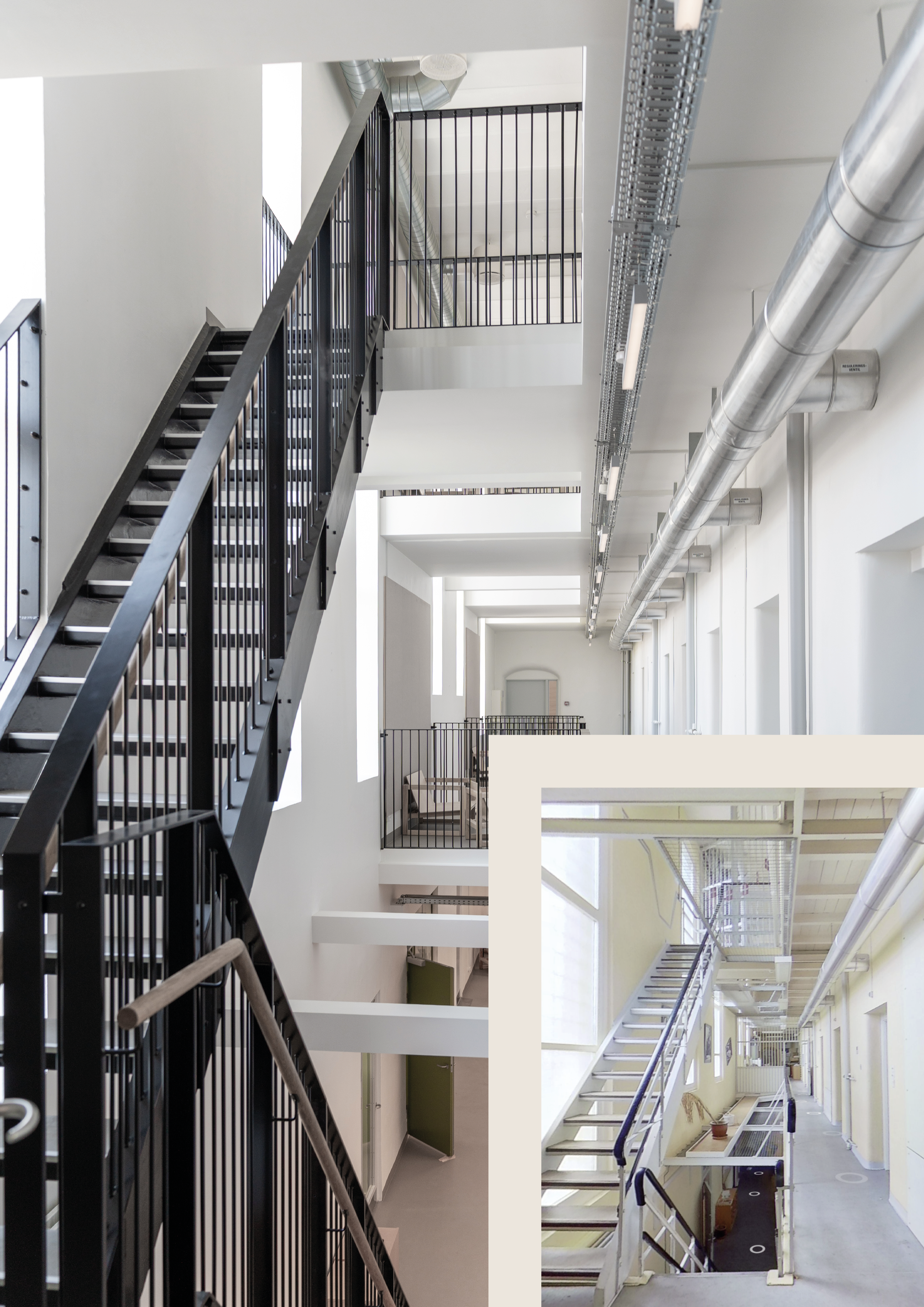 Before and after view of the staircase renovation at Maribo Halfway House
