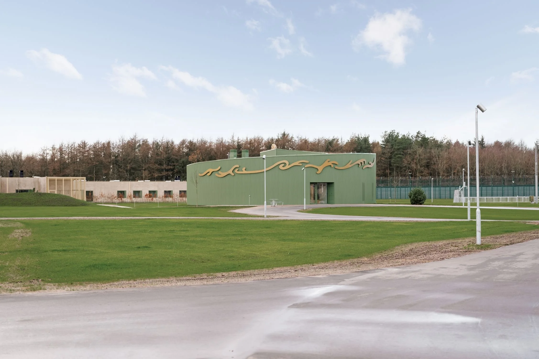 Exterior overview of the community house and accommodation buildings at Sønder Omme Prison
