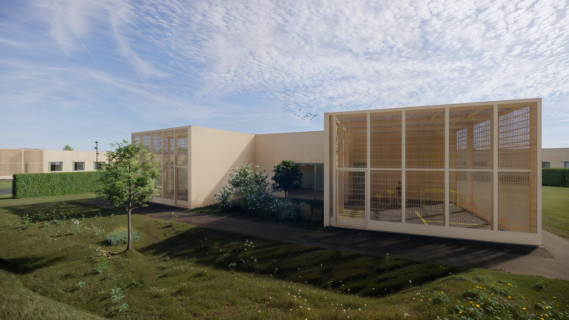 Exterior courtyard at Sønder Omme Prison