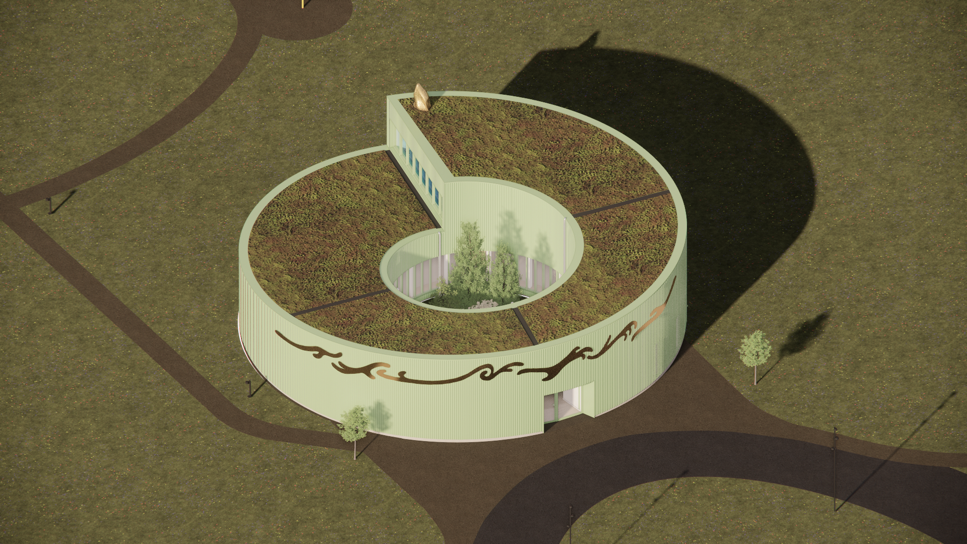 Aerial view of the community house at Sønder Omme Prison