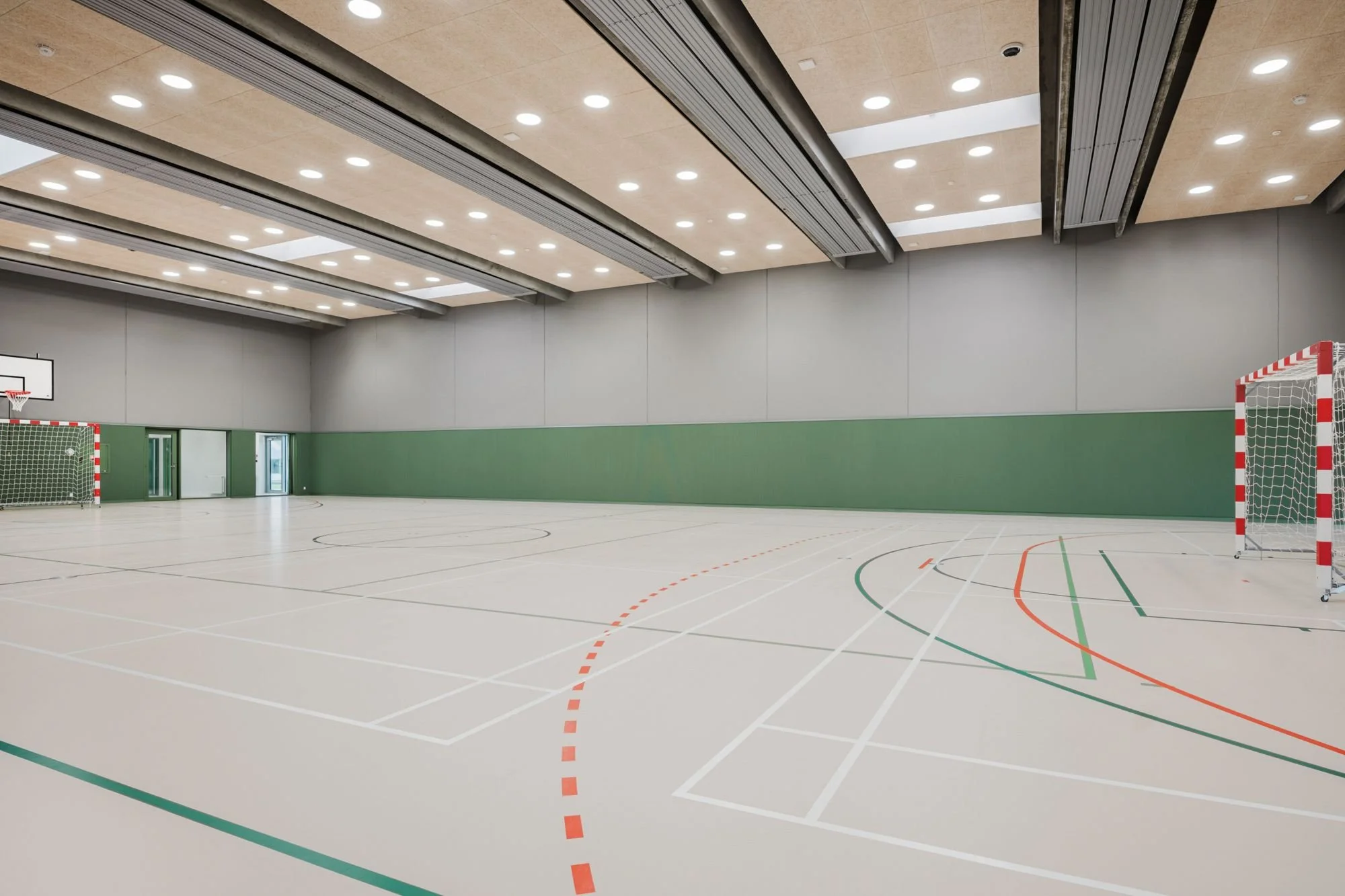 Interior view of the sports hall at Sønder Omme Prison