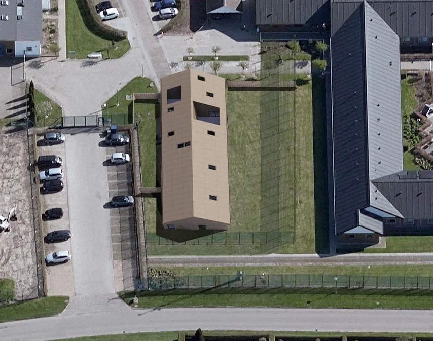 Bird’s-eye view of the visiting building and surroundings