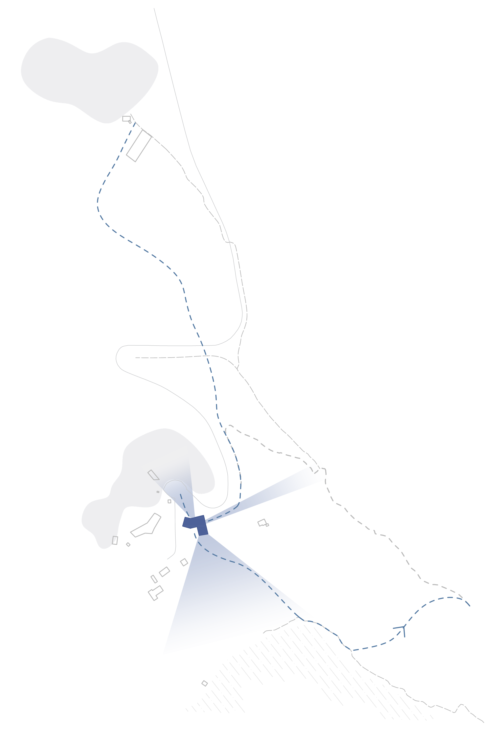 Sightlines guiding movement and orientation through the visitor center
