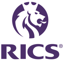 RICS logo featuring a stylized lion's head in purple