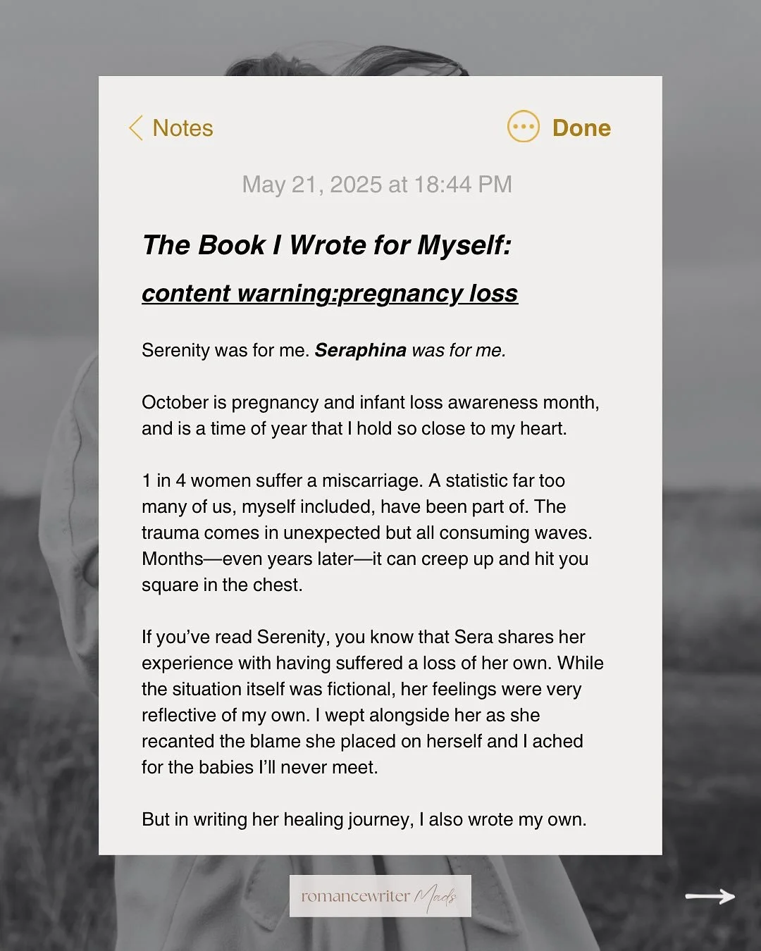 When my best friend of over a decade finished reading Serenity, she texted me, “wow, Seraphina reminds me so much of you.”
And while I knew that I had essentially trauma dumped into this beautifully broken fictional character of mine, it