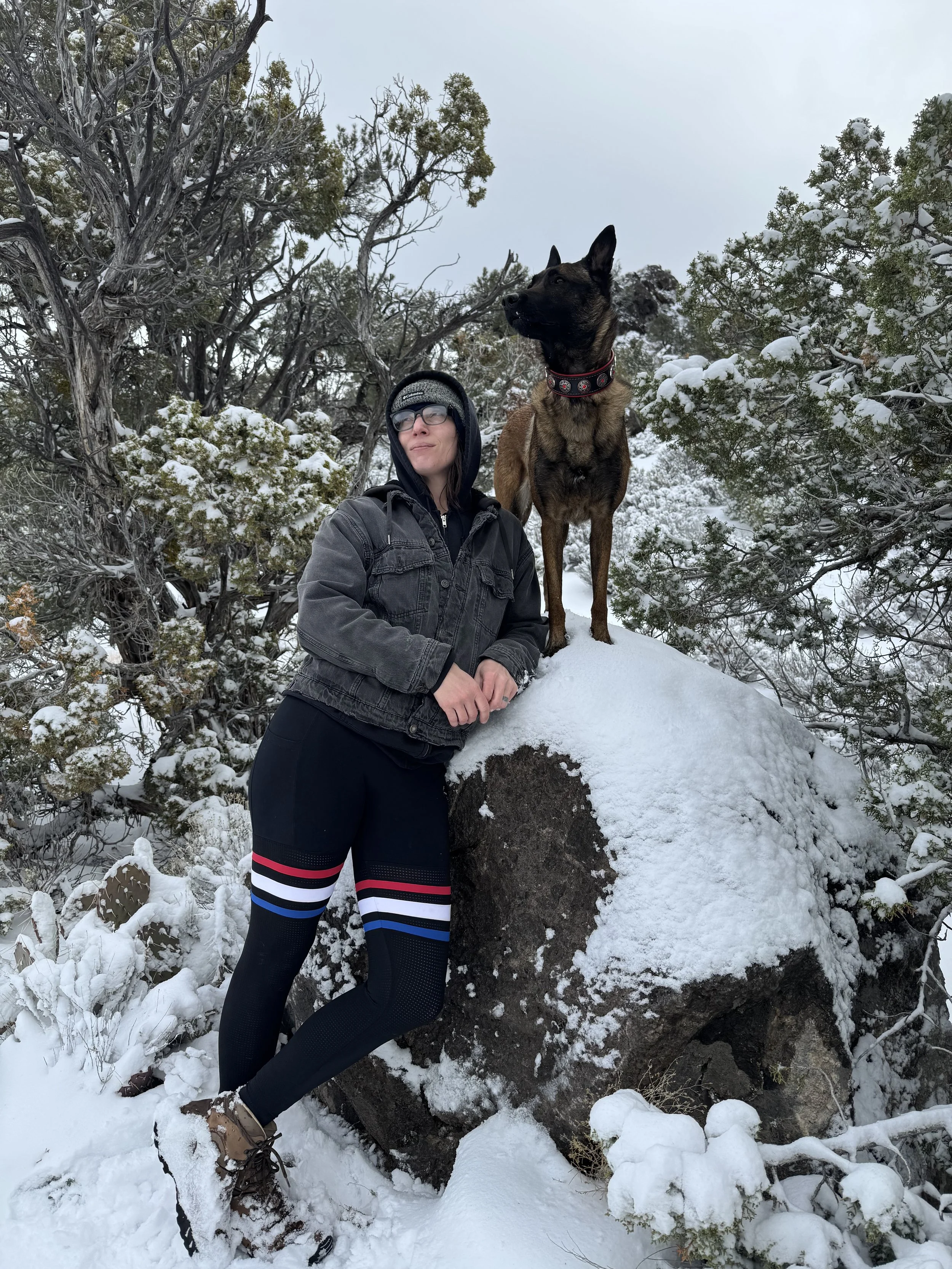 Angie with her own dog Sparta