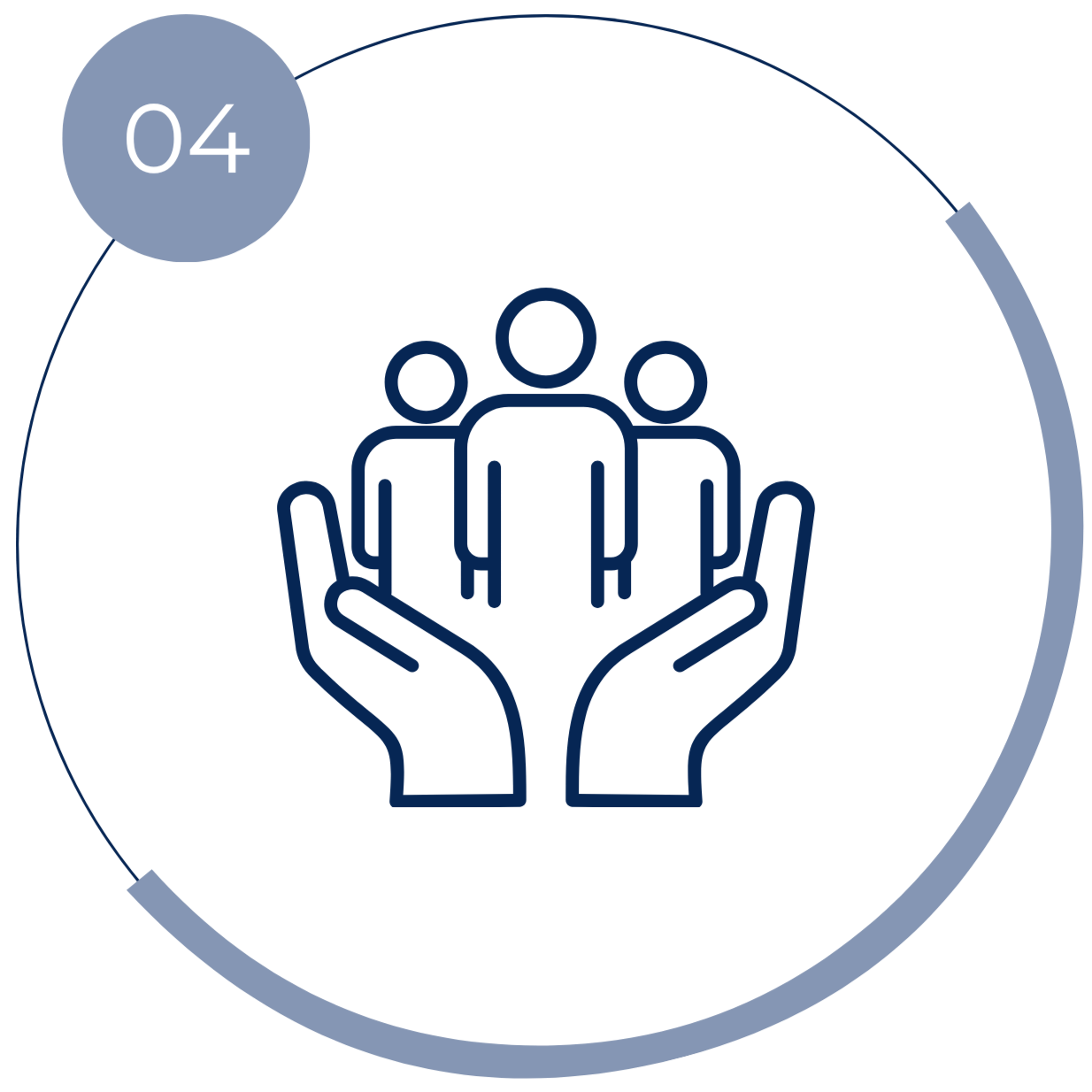 Icon with hands holding people up