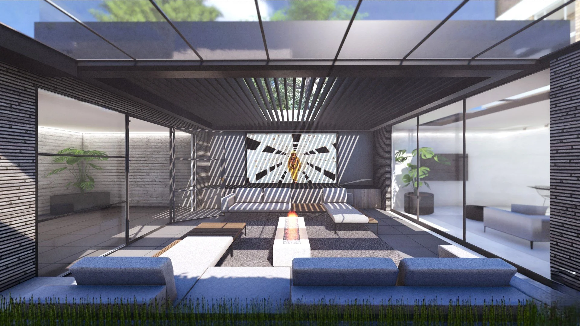 Rear extension construction to Maida Vale townhouse showing terrace studio with retractable fins and improved garden connectivity.