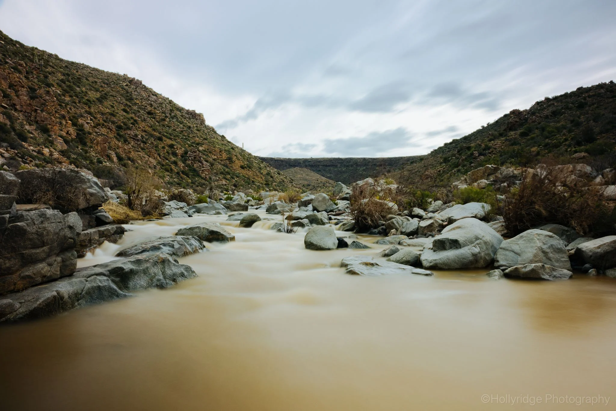 Flowing river cutting through natural Arizona landscape