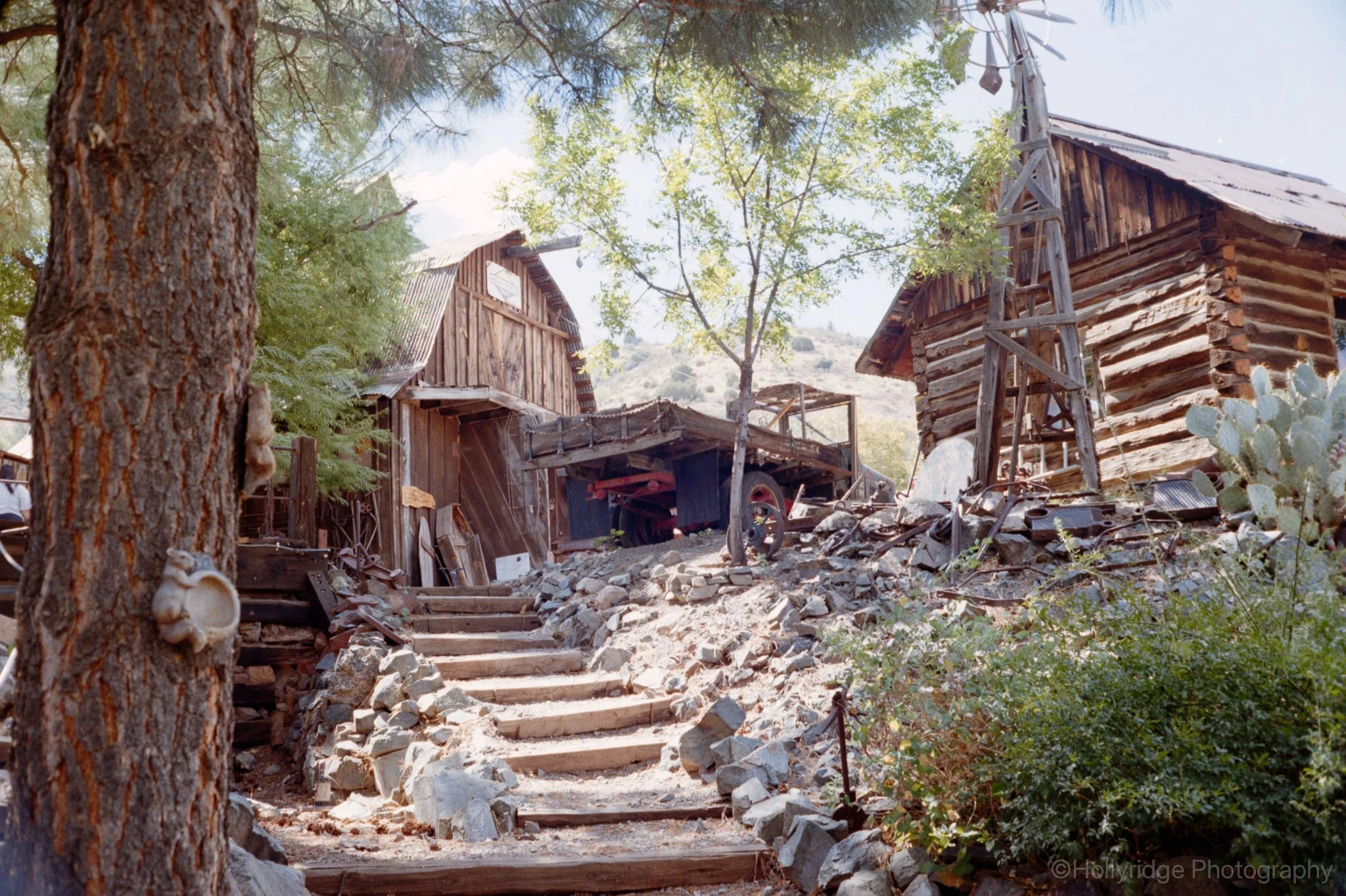 Rustic barn structure in Jerome, Arizona historic hillside town