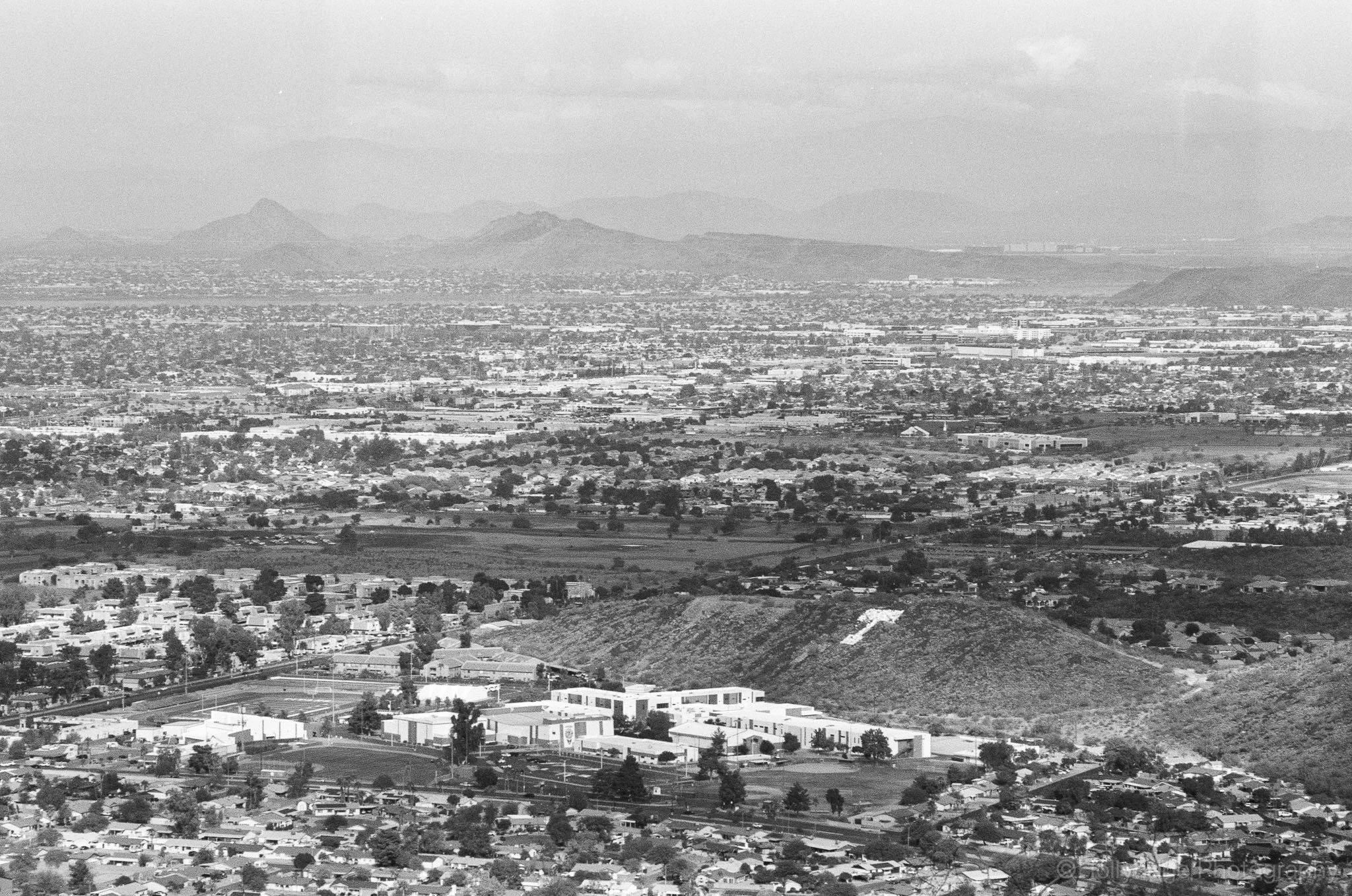 Phoenix skyline view near Thunderbird High School on North Mountain