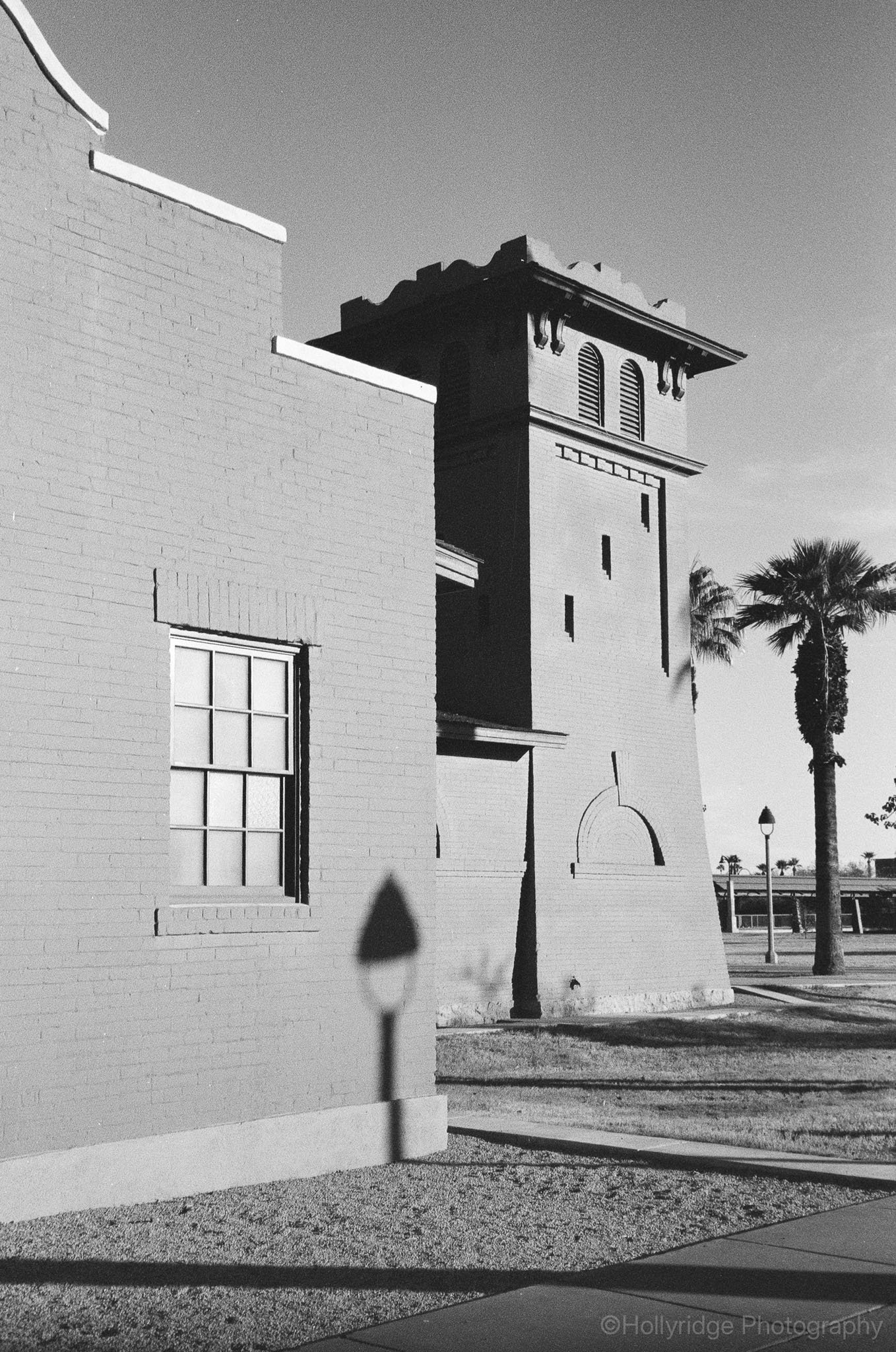 Historic Steele Indian School Park building in Phoenix captured on analog film