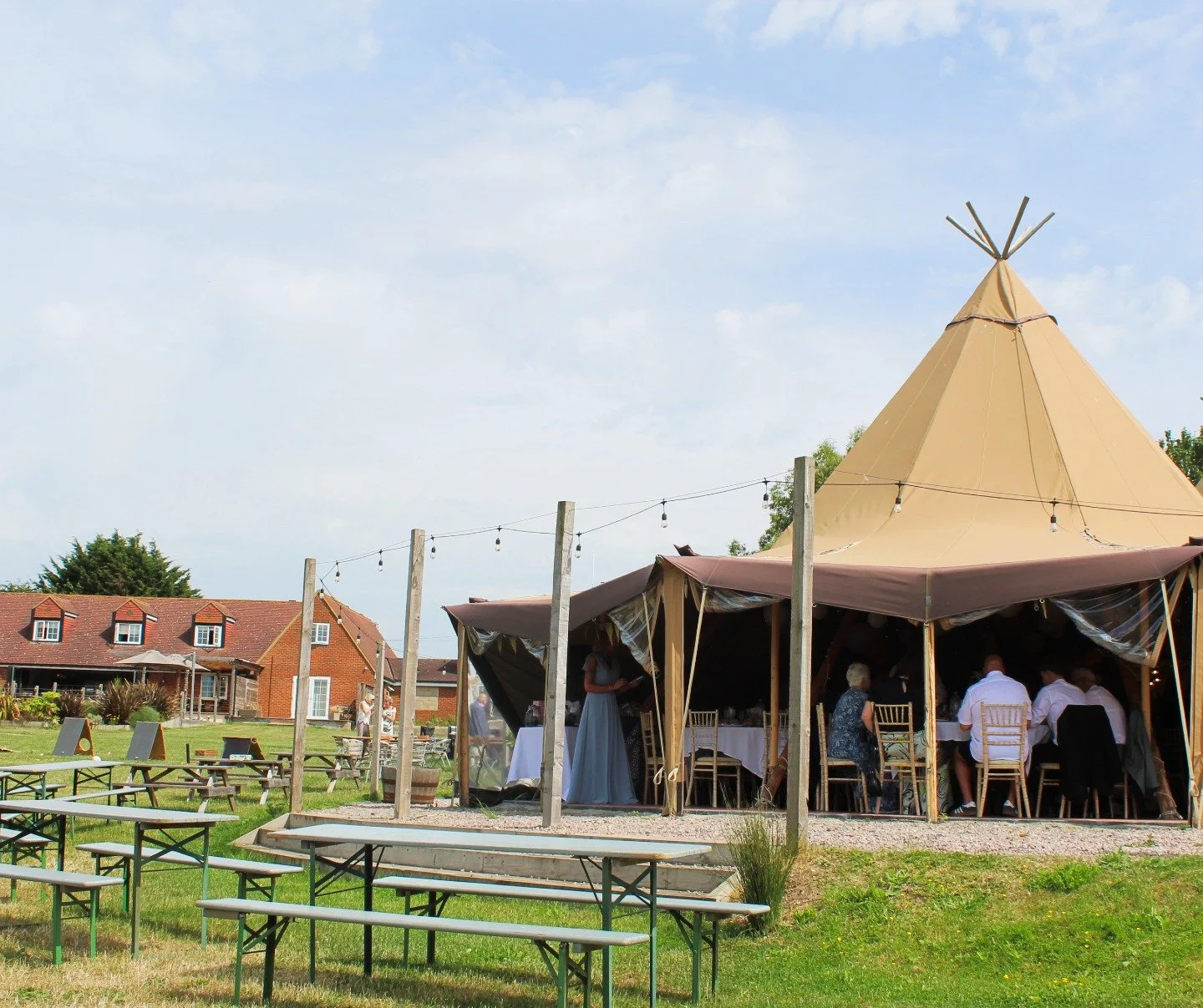 The perfect backdrop for your "I do's." 🌿🕊️

#WeddingStyle #TipiReception #OutdoorWeddingVenue #RusticElegance #WeddingPlanning