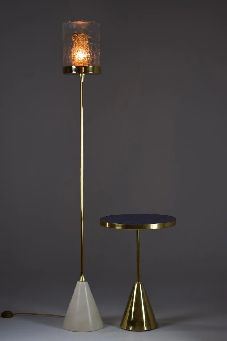 Ido-F4 Brass Floor Lamp with Marble Base