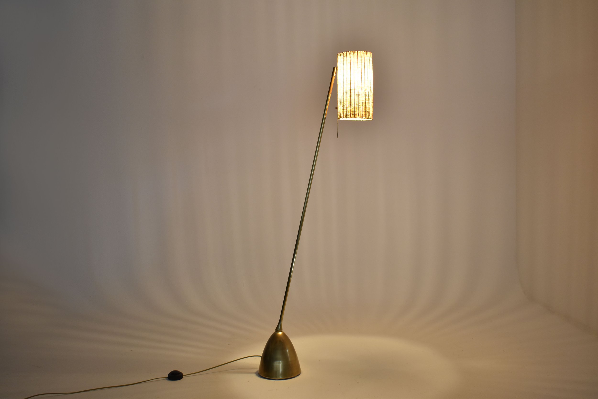 bespoke brass floor lamp rattan