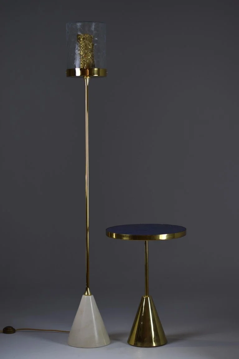 Ido-F4 Brass Floor Lamp with Marble Base