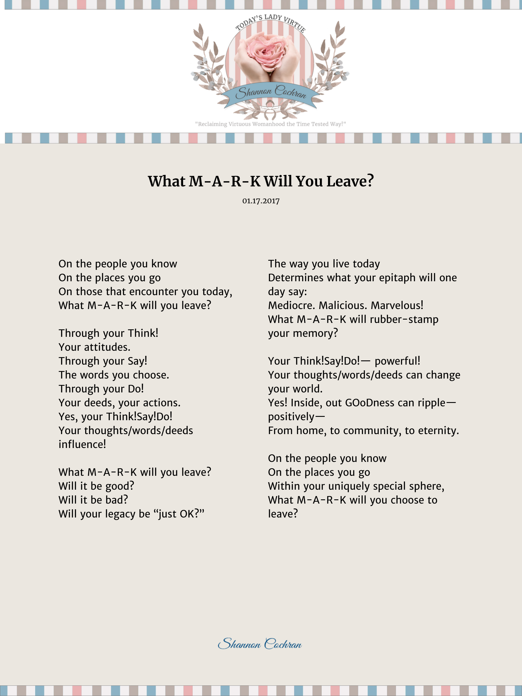 What M-A-R-K Will You Leave?