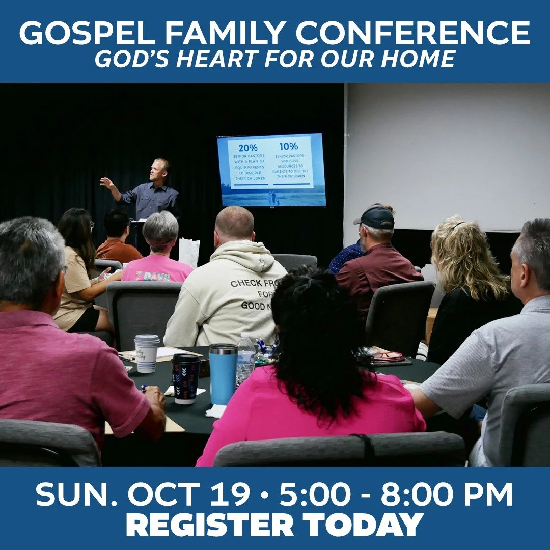 📖 Raise Them in the Gospel.

The next generation needs more than good advice&mdash;they need the Good News lived out in everyday life.

Join us for the Gospel Family Conference with Jonathan Williams on Sunday, October 19 (5&ndash;8 PM) at Calvary. 