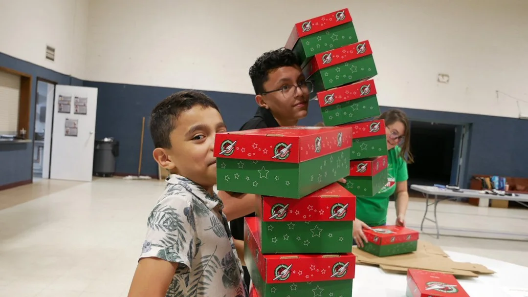 [2 of 2]
Smiles, stickers, and Scripture&mdash;what a beautiful picture of the Church on mission! 🙌 Each shoebox is more than gifts; it&rsquo;s hope, prayer, and the Good News going with it. Thank you, Calvary family, for showing up and showing Chri