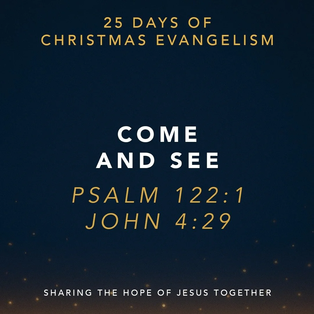 One of the simplest evangelism tools: an invitation. 📅 &ldquo;Come and see,&rdquo; the woman at the well said (John 4:29). Today, invite someone to join you at church this Sunday or to a Christmas service. A simple invite might change someone&rsquo;