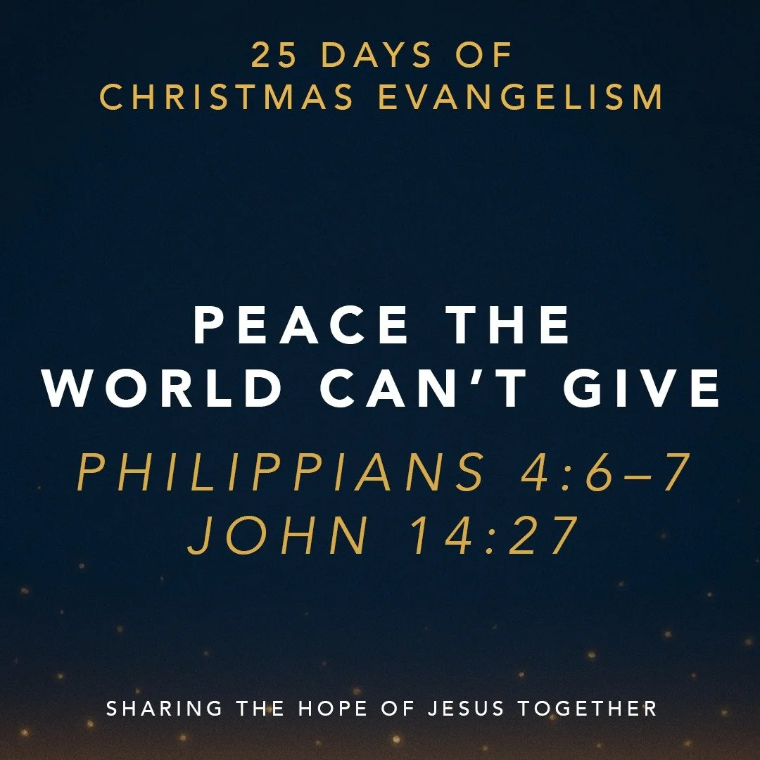 Christmas can be noisy and stressful, but Jesus offers a different kind of peace. 🕊 Philippians 4:6&ndash;7 points us to a peace that guards our hearts and minds. Today, share a verse or short prayer of peace with someone who is anxious or overwhelm