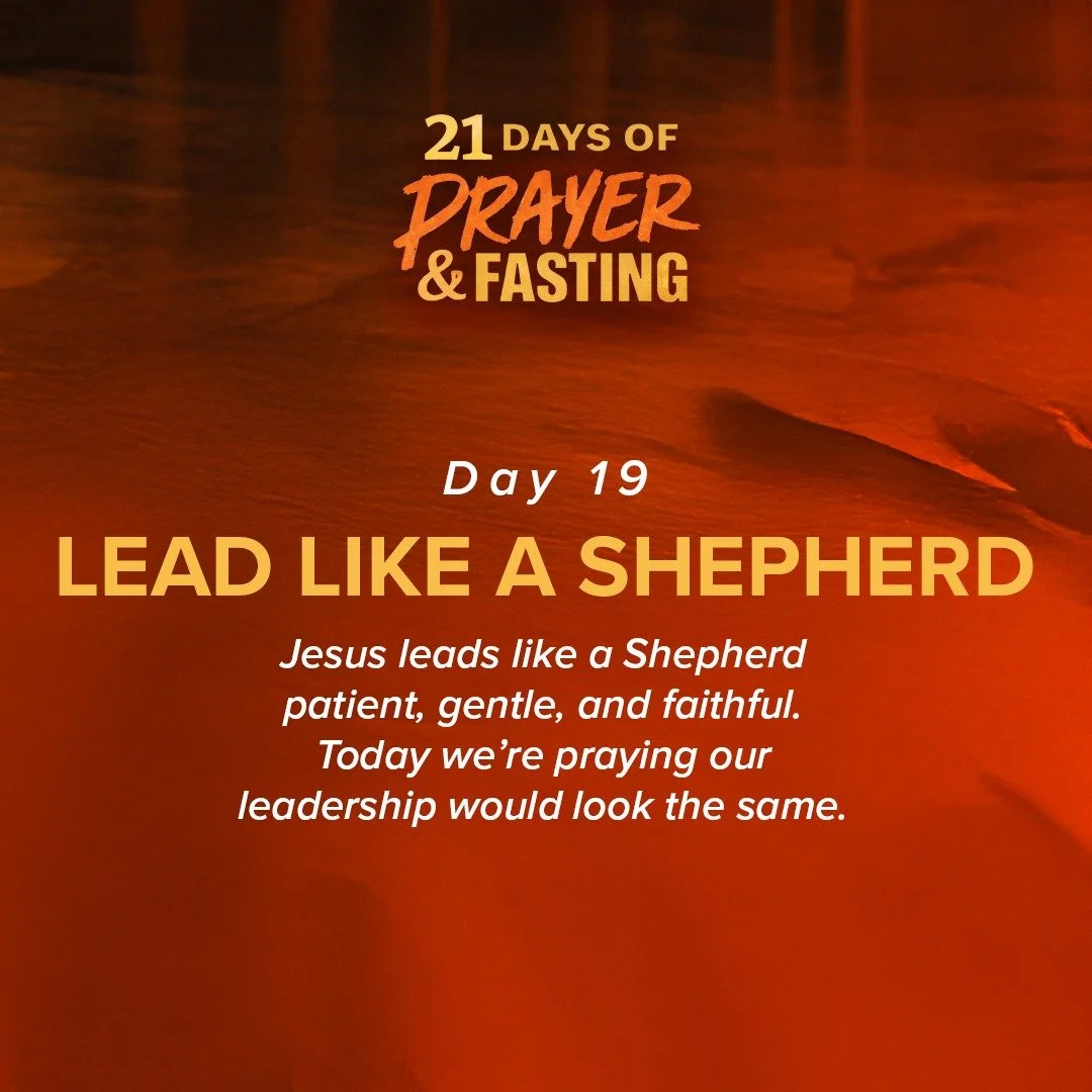 Day 19 &mdash; Lead Like a Shepherd 🙏
Scripture: 1 Peter 5:2&ndash;3

Jesus leads like a Shepherd&mdash;patient, gentle, and faithful. Today we&rsquo;re praying our leadership would look the same.

Prayer:
&ldquo;Lord, make my leadership gentle, hum