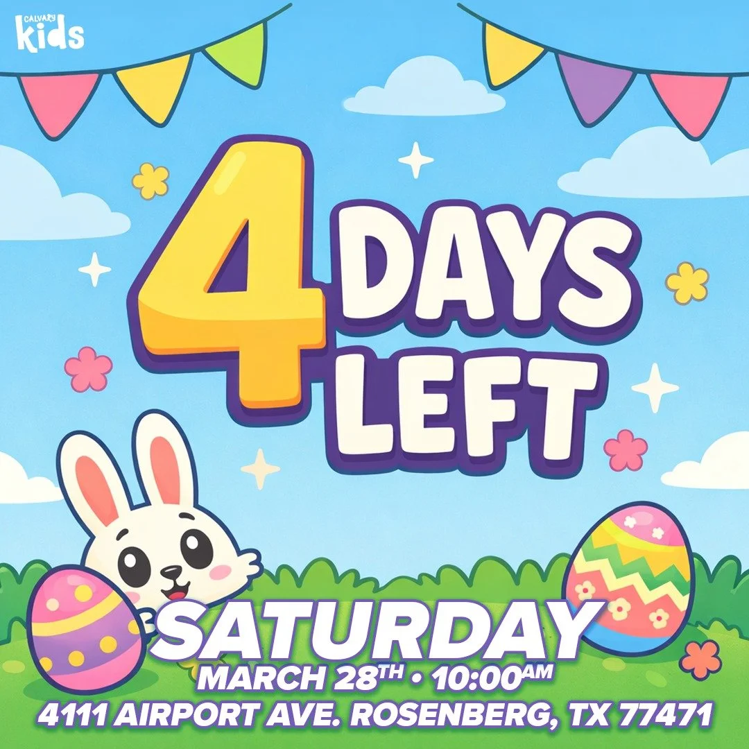 4 DAYS TO GO!

Easter Block Party is almost here!

Join us this Saturday from 10:00 a.m. to Noon for a morning full of family fun, laughter, candy, and Easter excitement. This is a great opportunity to make memories and invite others to be part of so