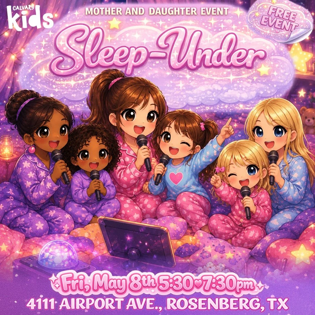 🎤 Get ready to laugh, sing, and have a blast together at Calvary&rsquo;s Mother-Daughter Sleep-Under!

Calvary Presents: A Mother-Daughter Sleep-Under
�🗓 Friday, May 8, 2026�🕠 5:30&ndash;7:30 p.m.�📍 Family Life Center (Gym)
�4111 Airport Ave, Ros