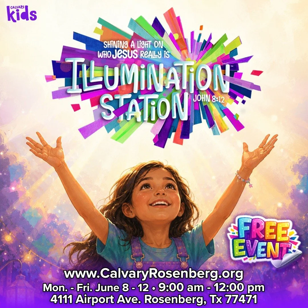Parents, VBS is almost here! 🎉

This year at Illumination Station, kids will discover what it means that Jesus is the Light of the World as we spend the week Shining a Light on Who Jesus Really Is.

📅 June 8&ndash;12
⏰ 9:00 AM&ndash;12:00 PM
📍 Cal