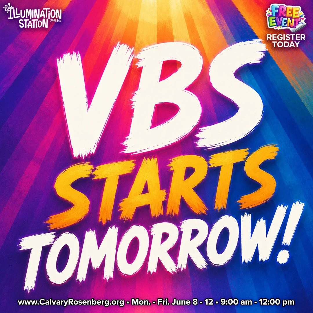 VBS STARTS TOMORROW! 🎉🔦
We are just ONE day away from an amazing week at Illumination Station!

This year, kids will discover the truth of John 8:12:
&ldquo;Jesus spoke to them again: I am the light of the world&hellip;&rdquo;

There&rsquo;s still 