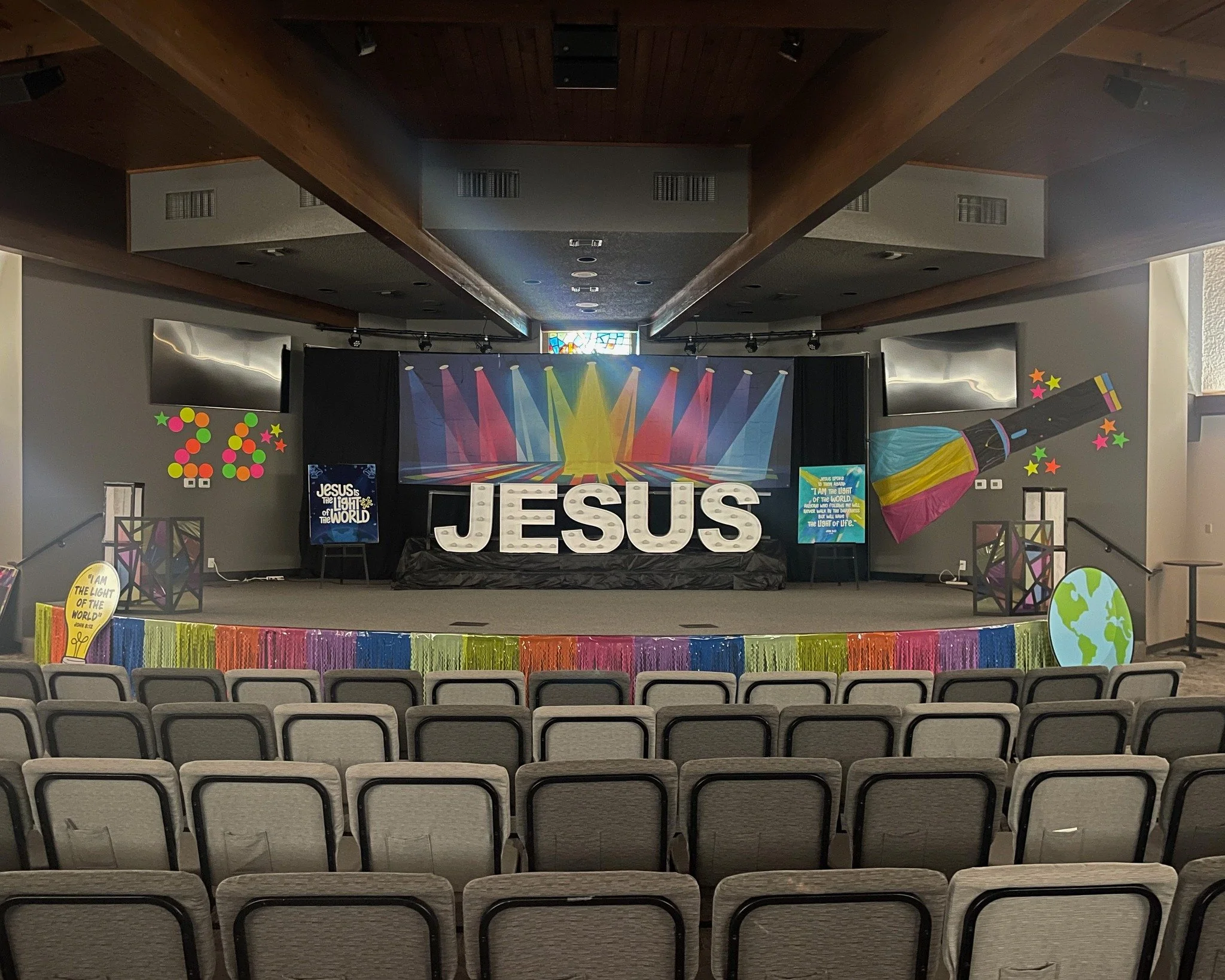 In just 12 hours, these empty seats will be filled with kiddos lifting their voices, learning God&rsquo;s Word, and worshipping Jesus! 🙌✨

The Worship Center is ready. Our volunteers are ready. And we can&rsquo;t wait to shine a light on who Jesus r