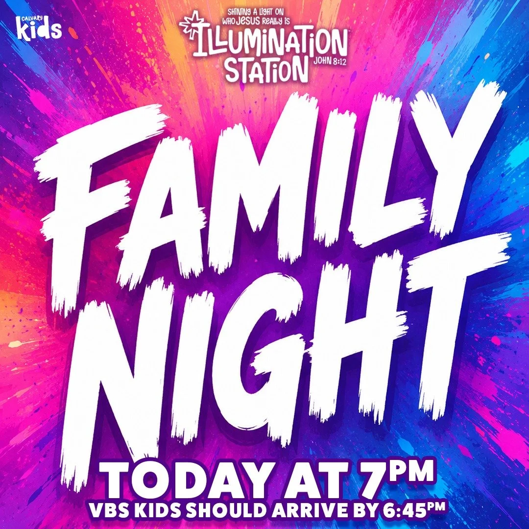 Tonight is VBS FAMILY NIGHT!🎉✨

We can&rsquo;t wait to celebrate all that God has done this week at Illumination Station as our kids have been learning to shine a light on who Jesus really is!

Family Night begins at 7:00 PM.
VBS kids should arrive 