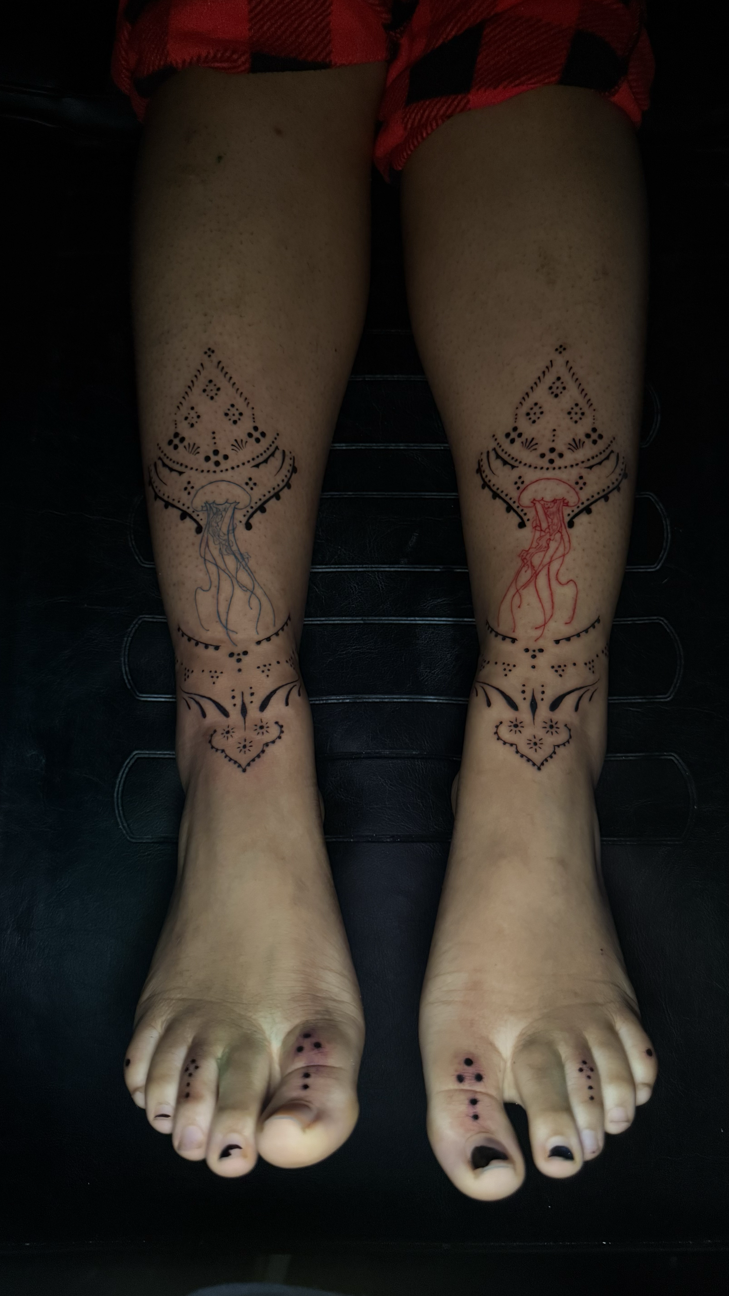 matching ankle adornments